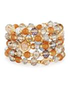 Multihued Crystal Wrap Bracelet, Gold