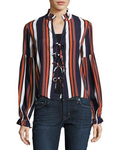 Nala Printed Bow-front Blouse,