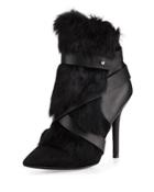 Knife Rabbit-fur Bootie, Black