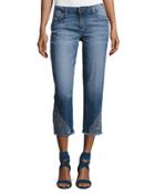 The Smith Mid-rise Cropped Straight Jeans With Floral Embroidery, Nixie