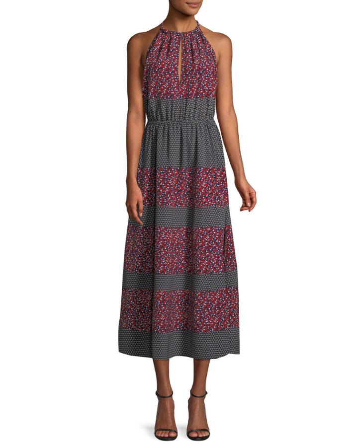 Sleeveless Halter Mixed-print