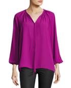 Long-sleeve Tie-front Blouse