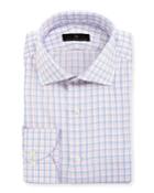 Gold Label Check Cotton Dress Shirt, Orange/blue