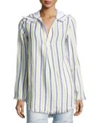 Baja Beach Striped Hoodie, Green