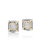 Classique Square Micro-cable Diamond Stud Earrings,
