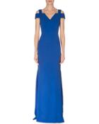 Cold-shoulder Fluted Gown, Royal Blue