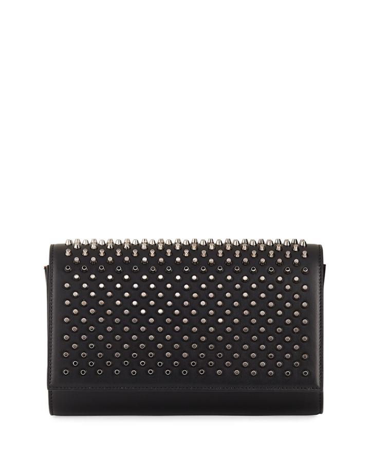 Paloma Fold-over Spike Clutch Bag, Black