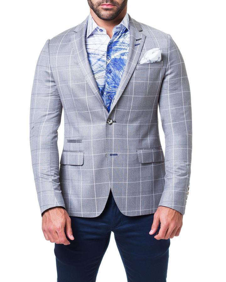Men's Socrates Strip Gray Blazer