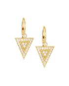 18k Gold Diamond Medium Triangle Drop Earrings
