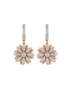 18k Pink Gold Diamond Flower Drop Earrings