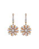 18k Pink Gold Diamond Flower Drop Earrings