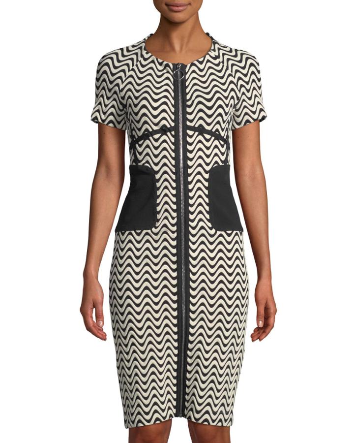 Wavy Super-stretch Zip-front Dress