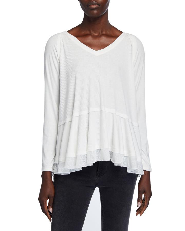 Tiered Ruffle V-neck Top