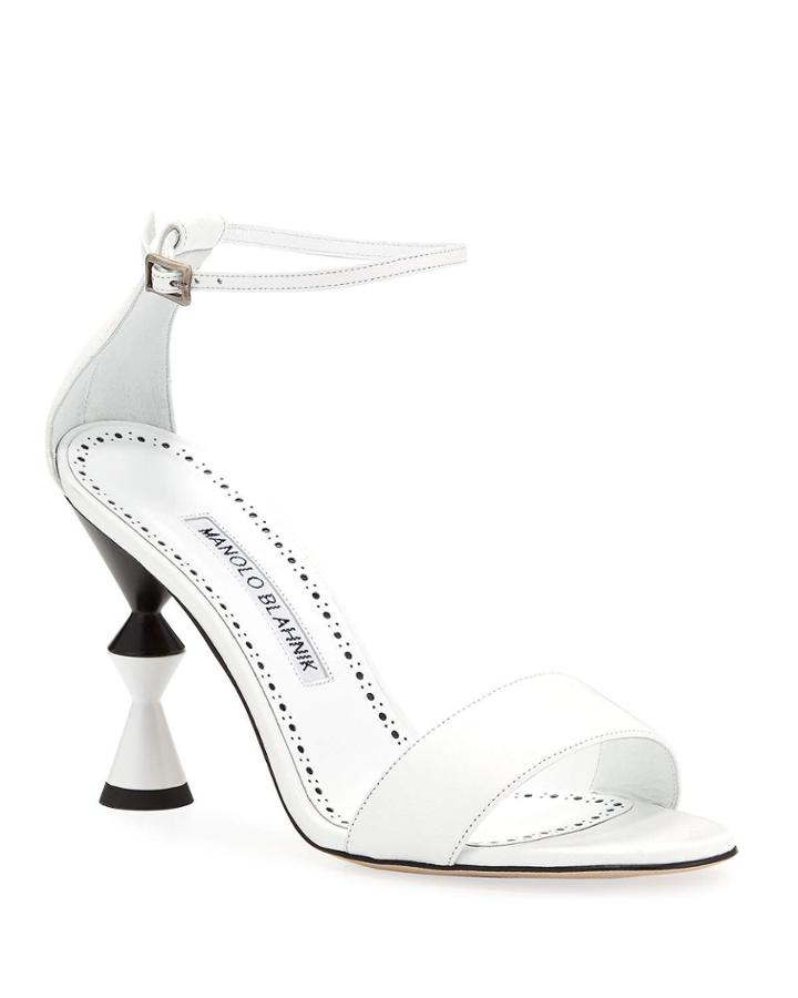 Leda Leather Ankle-wrap Sandals With