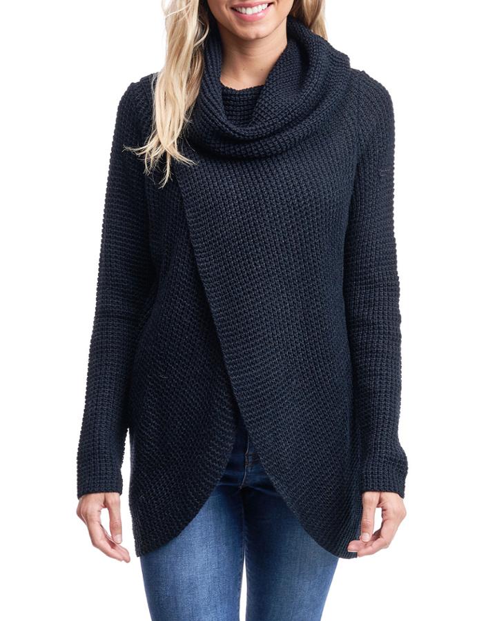 Cowl-neck Long-sleeve High-low