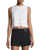 Henson Crepe Eyelet Crop Top