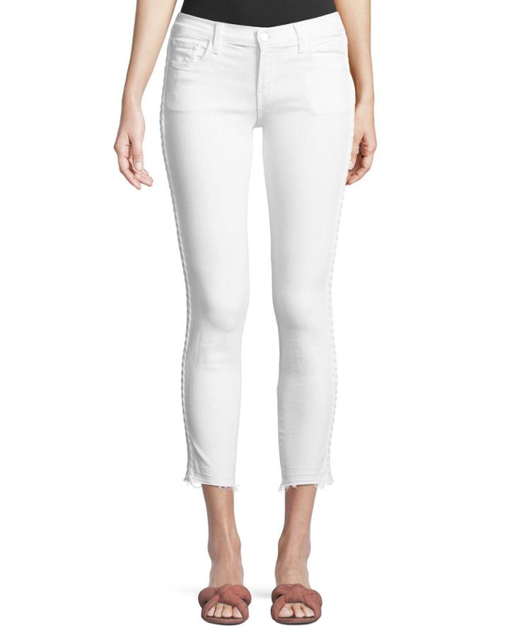 9326 Low-rise Cropped Skinny Jeans With Braided