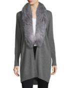 Luxury Oversized Cashmere Cardigan W/ Fox Fur Collar