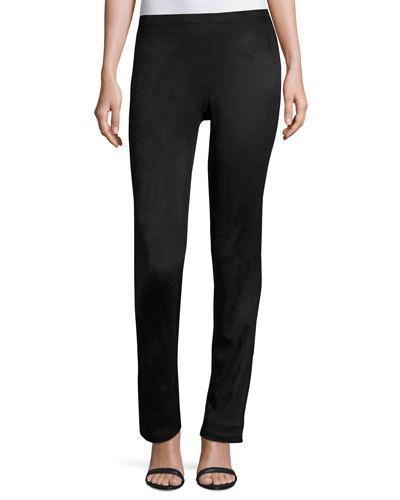 Faux-suede Pull-on Slim Leggings, Black