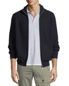 Men's Brioche-stitch Zip-front Cashmere Cardigan