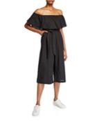 Vacay Frilled Off-the-shoulder Culotte Jumpsuit