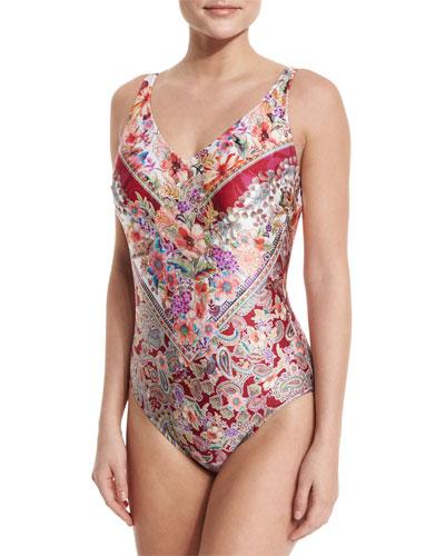 Shiraz V-neck Floral One-piece