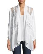 Embroidered Draped Cardigan