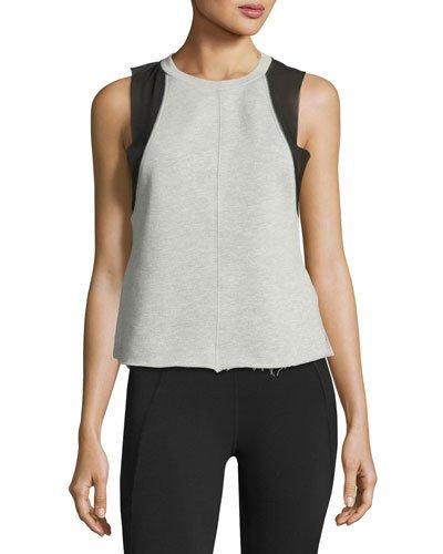 Brooks Chiffon-trim Muscle Tee, Gray/black