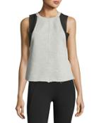 Brooks Chiffon-trim Muscle Tee, Gray/black