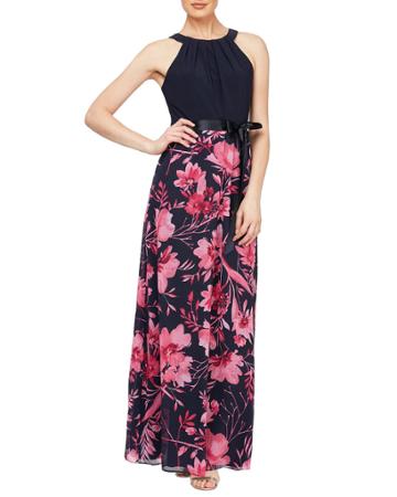 Tie-back Halter Maxi Dress With Floral Printed