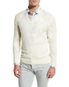 Fine-gauge V-neck Sweater, Ivory/cream
