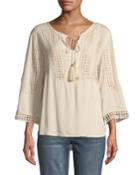 Miyo Crochet-trim Peasant Blouse