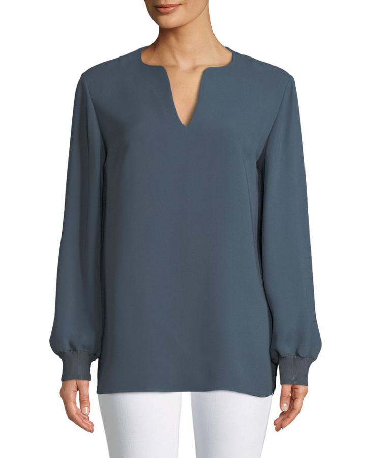 Roxy Double Georgette Blouse With Knit Cuffs
