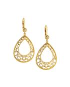 Large 18k Gold Lacy Open-pear Diamond Drop Earrings
