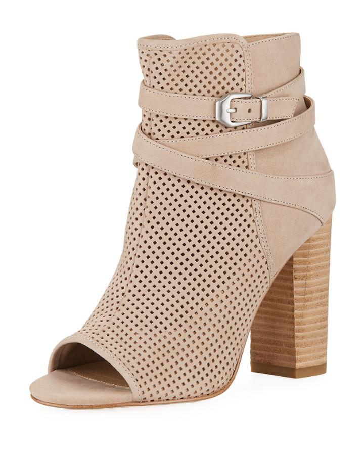 Adrina Open-toe High-heel Nubuck Booties