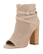 Adrina Open-toe High-heel Nubuck Booties