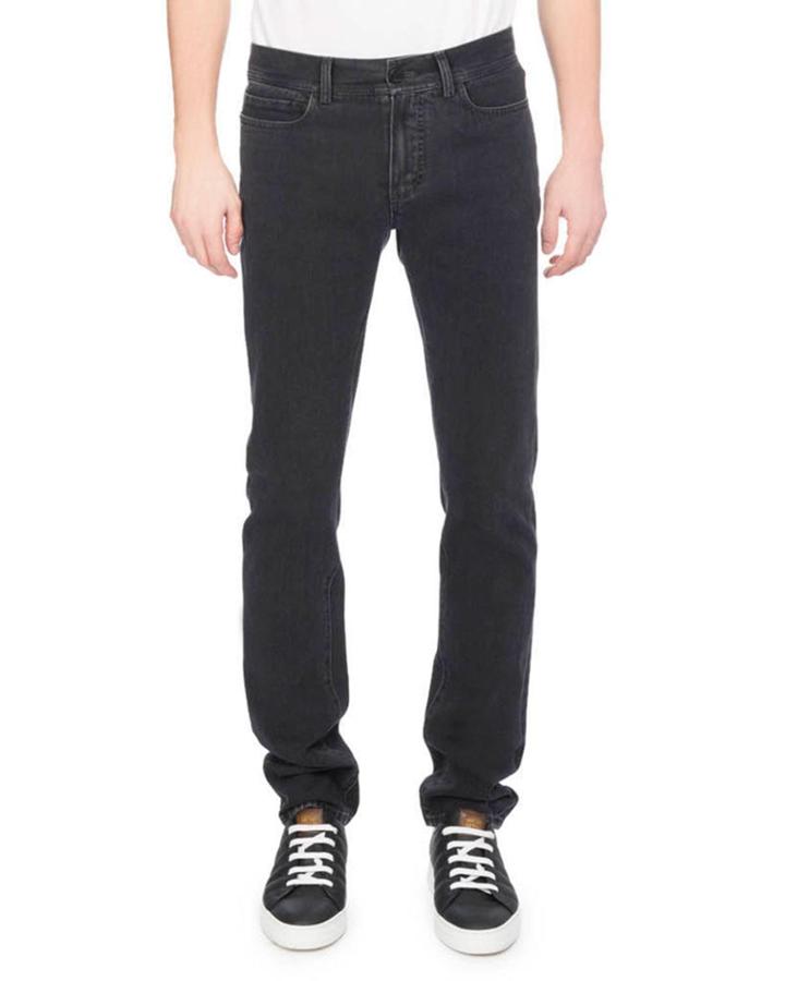 Washed Denim Straight-leg Jeans, Dark Gray