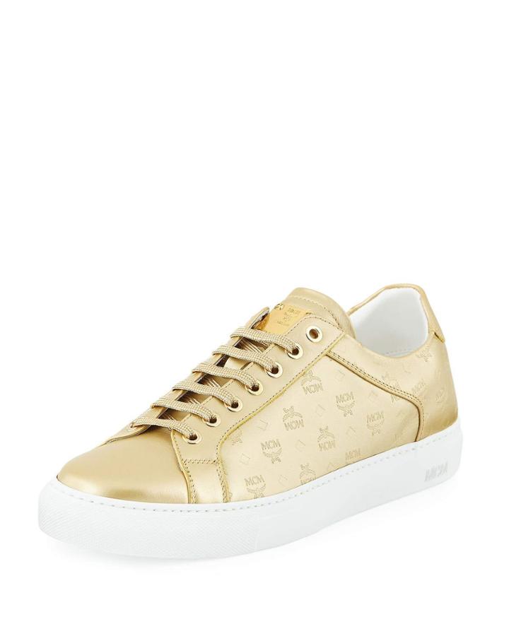 Men's Metallic Logo-stamped Low-top