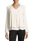 Layered Bell-sleeve Top, Beige