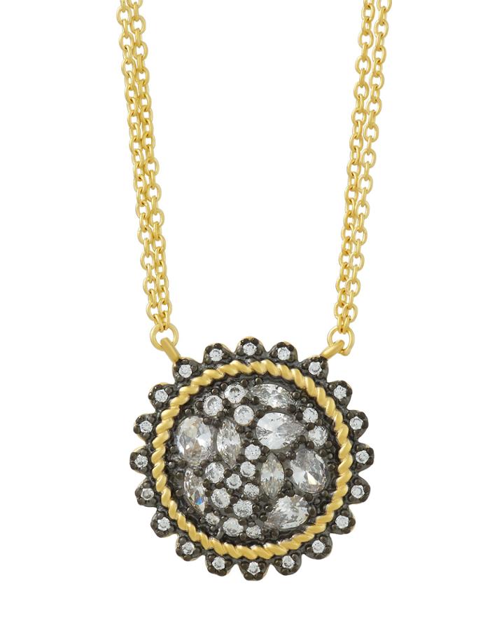 Gilded Cable & Pebbled Disc Necklace