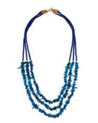 Long Howlite & Shell Beaded Triple-strand Necklace. Turquoise/multi