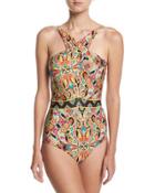 Twist Graphic-print One-piece Swimsuit,