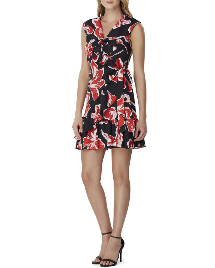 Floral-print Tiered Wrap-dress