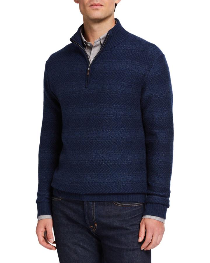 Men's Cashmere Herringbone Pattern Hoodie