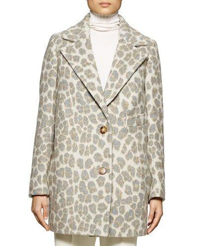 Leopard-print Double-button Coat
