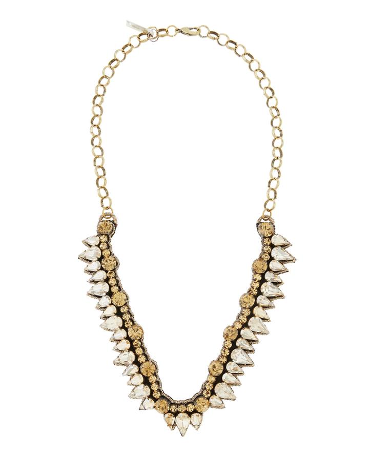 Deepa Gurnani Golden Teardrop V Necklace, Women's,