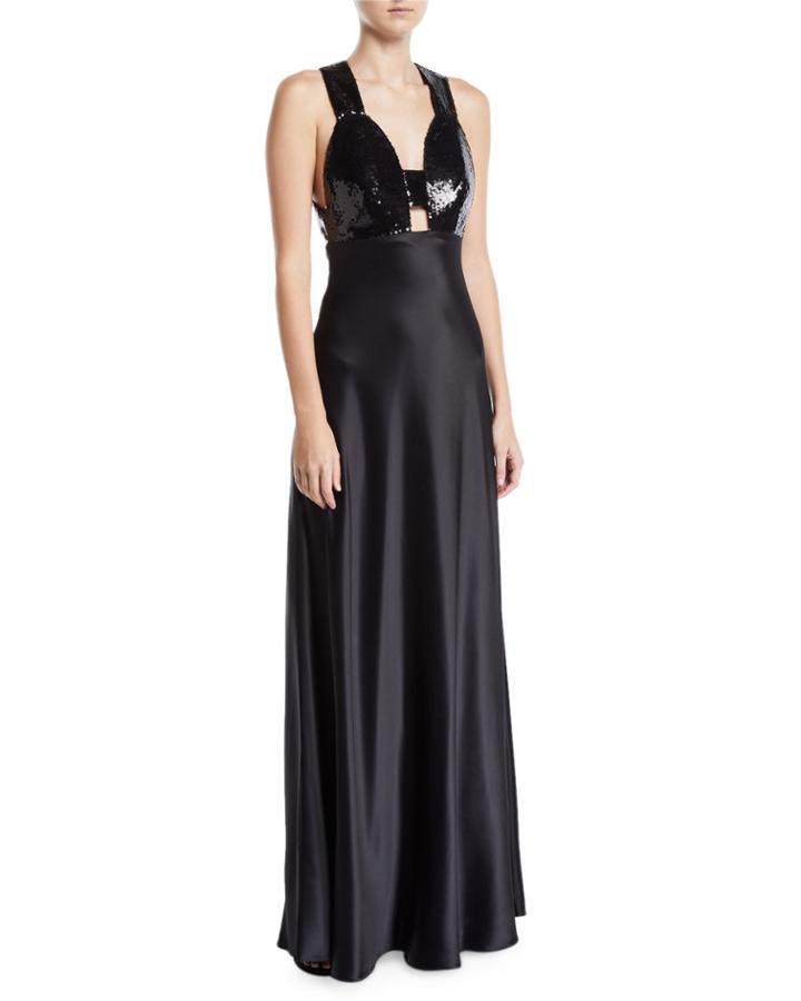 Sequined & Satin Combo Gown