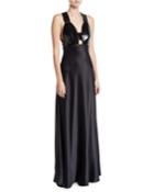 Sequined & Satin Combo Gown