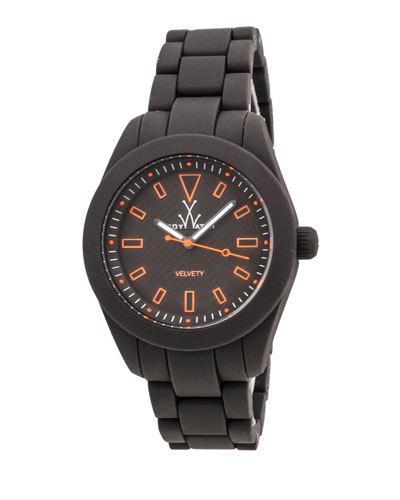 Velvety Bicolor Plasteramic Watch, Gunmetal/orange
