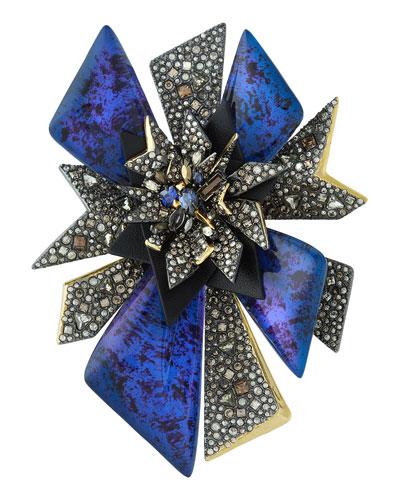 Two-tone Crystal-studded Perennial Punk Pin, Blue